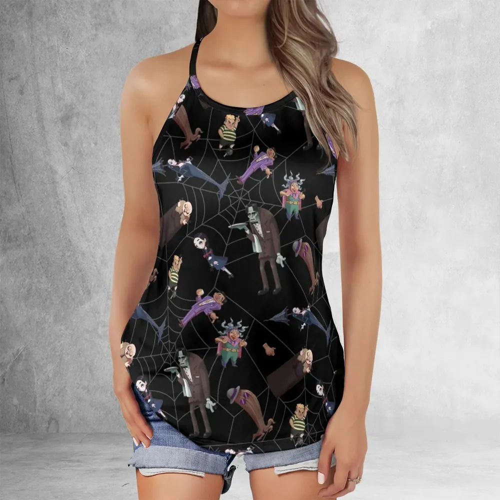 Groovie Addams Family  Cartoon Characters Criss Cross Tank Top - 2