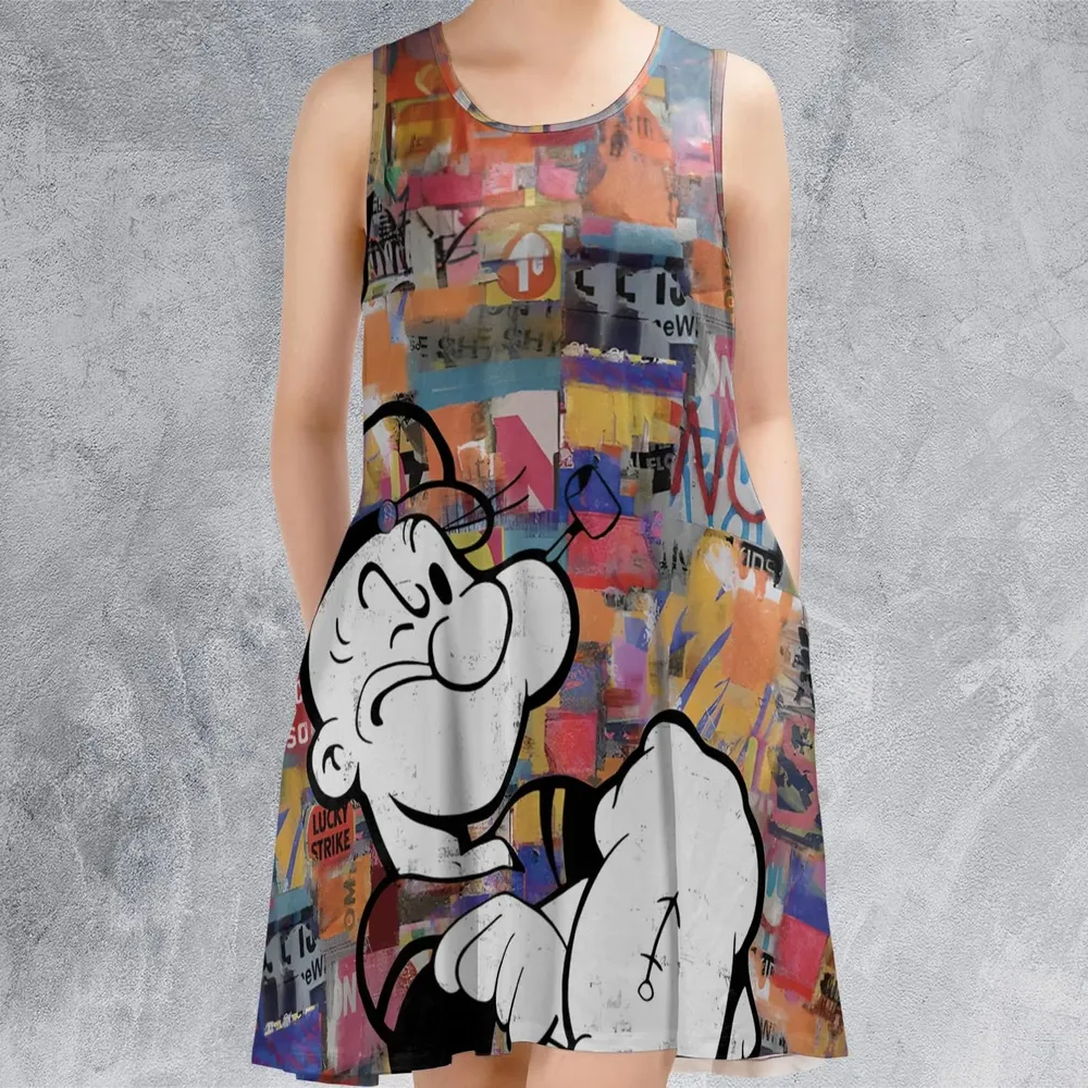 Popeye The Sailor Man Sleeveless Dress - 2