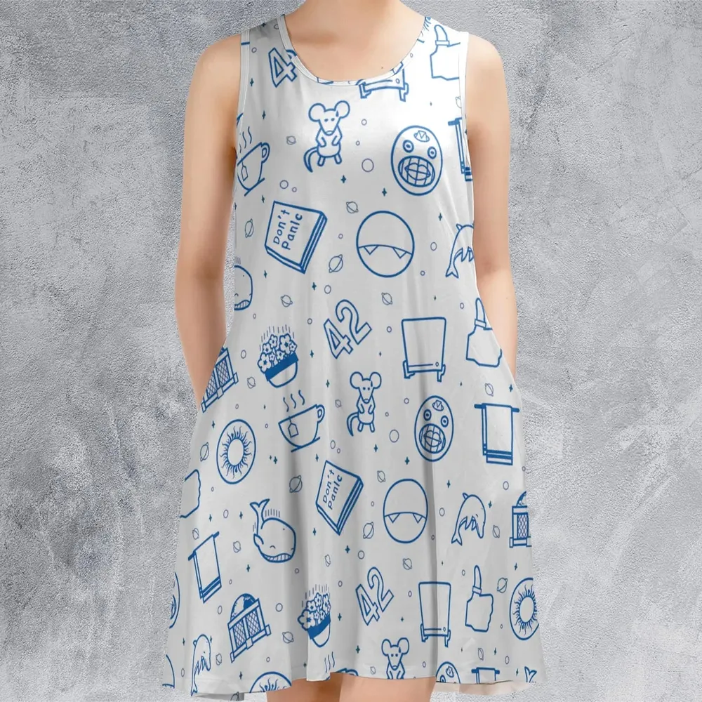 Don't Panic Life 42 The Hitchhiker's Guide to the Galaxy Sleeveless Dress - 2