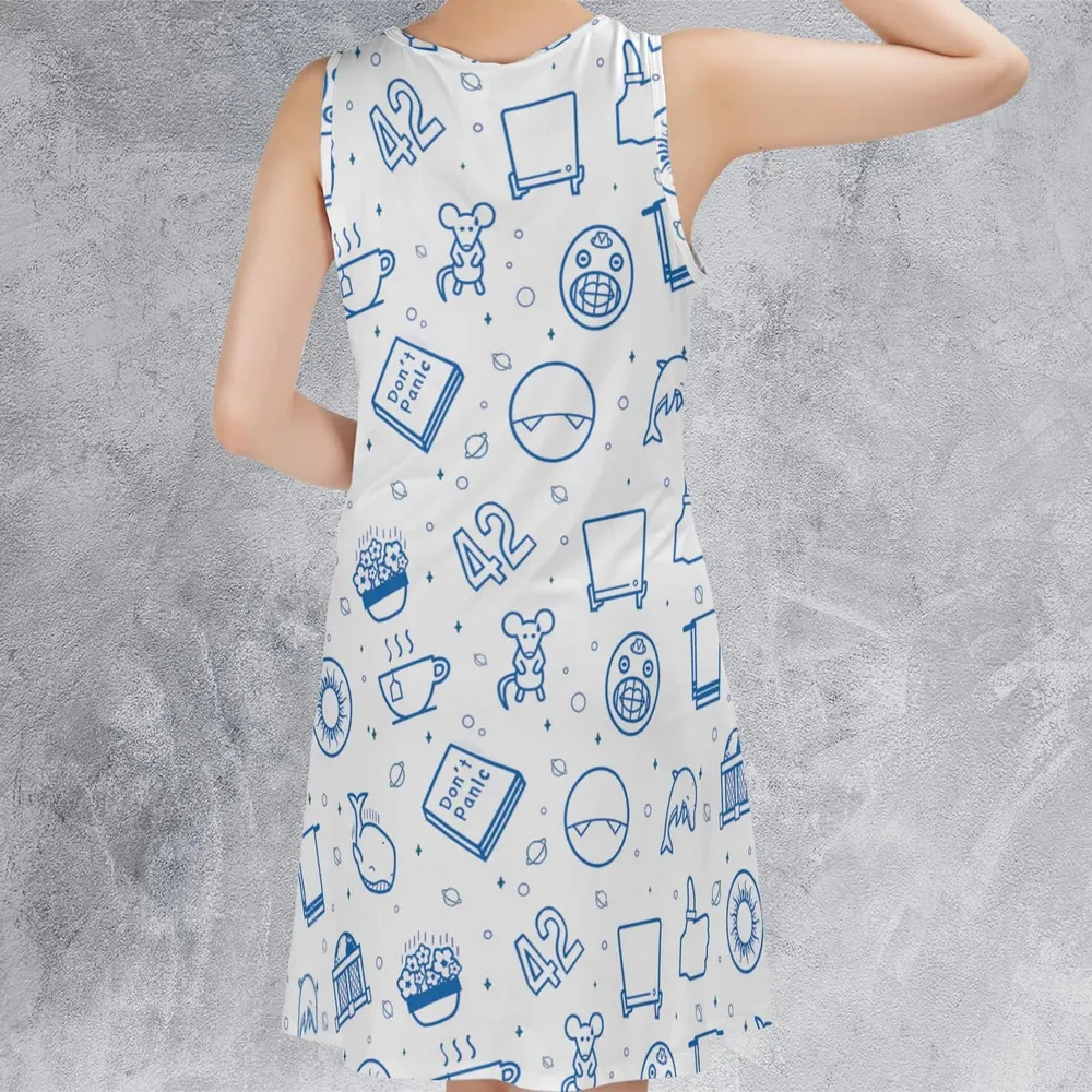 Don't Panic Life 42 The Hitchhiker's Guide to the Galaxy Sleeveless Dress - 3
