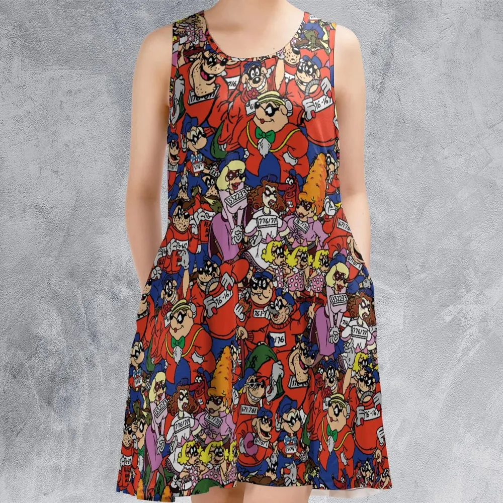 Beagle Boys Patterns Sleeveless Dress - 2