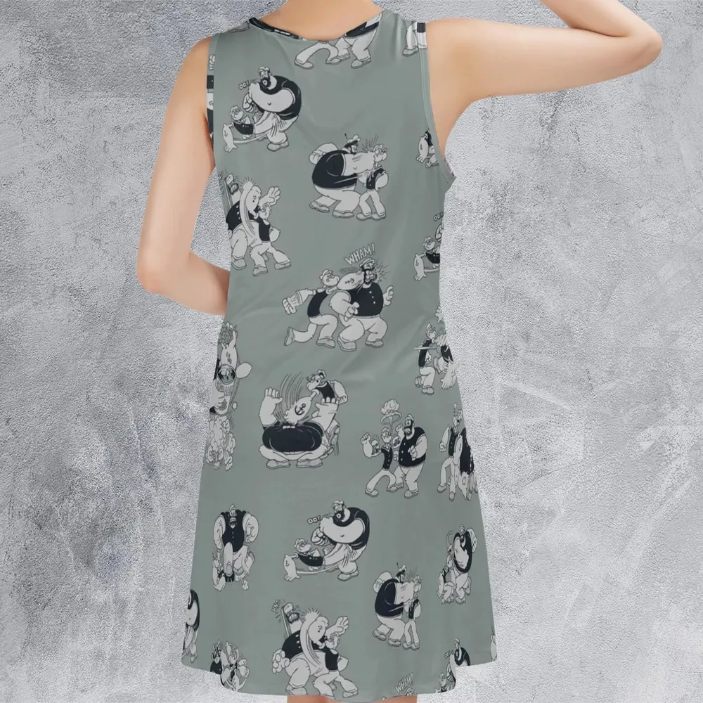 60s Sailors Battle Pattern Sleeveless Dress - 3