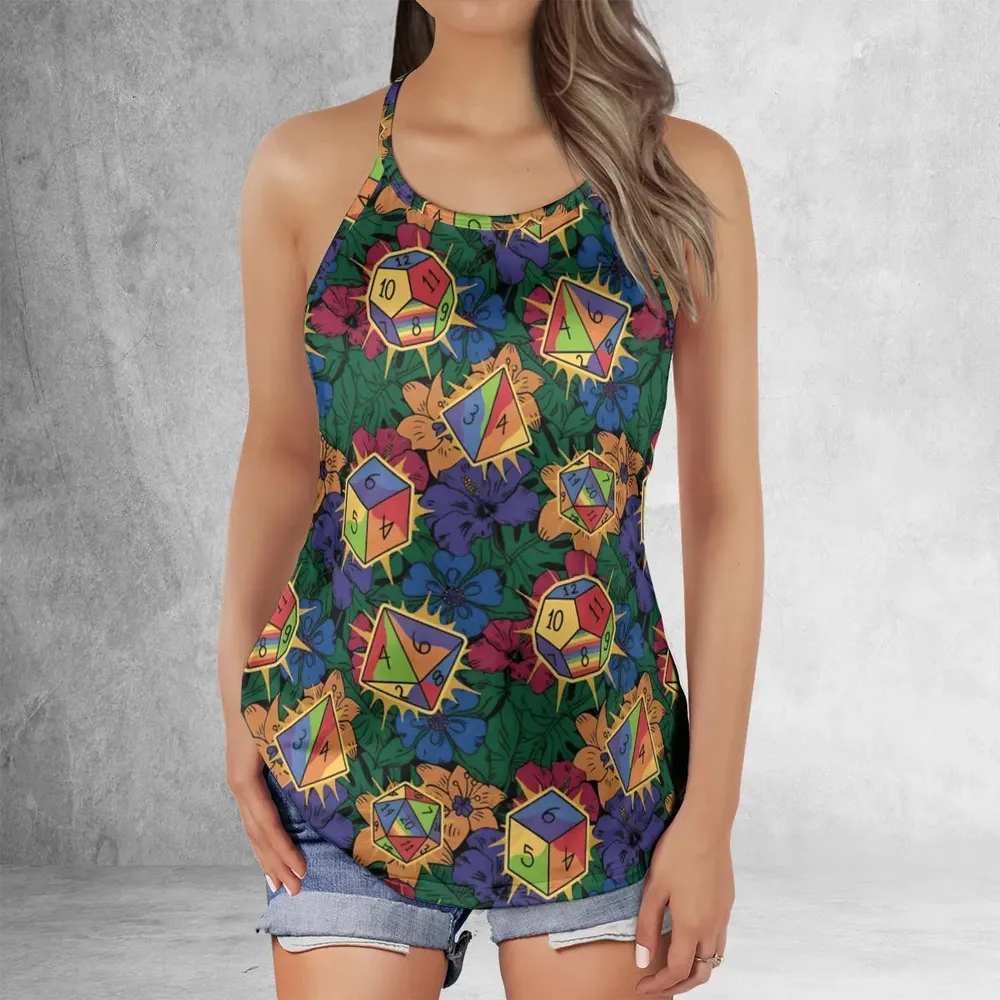 Tropical Dice DnD Criss Cross Tank Top - 2