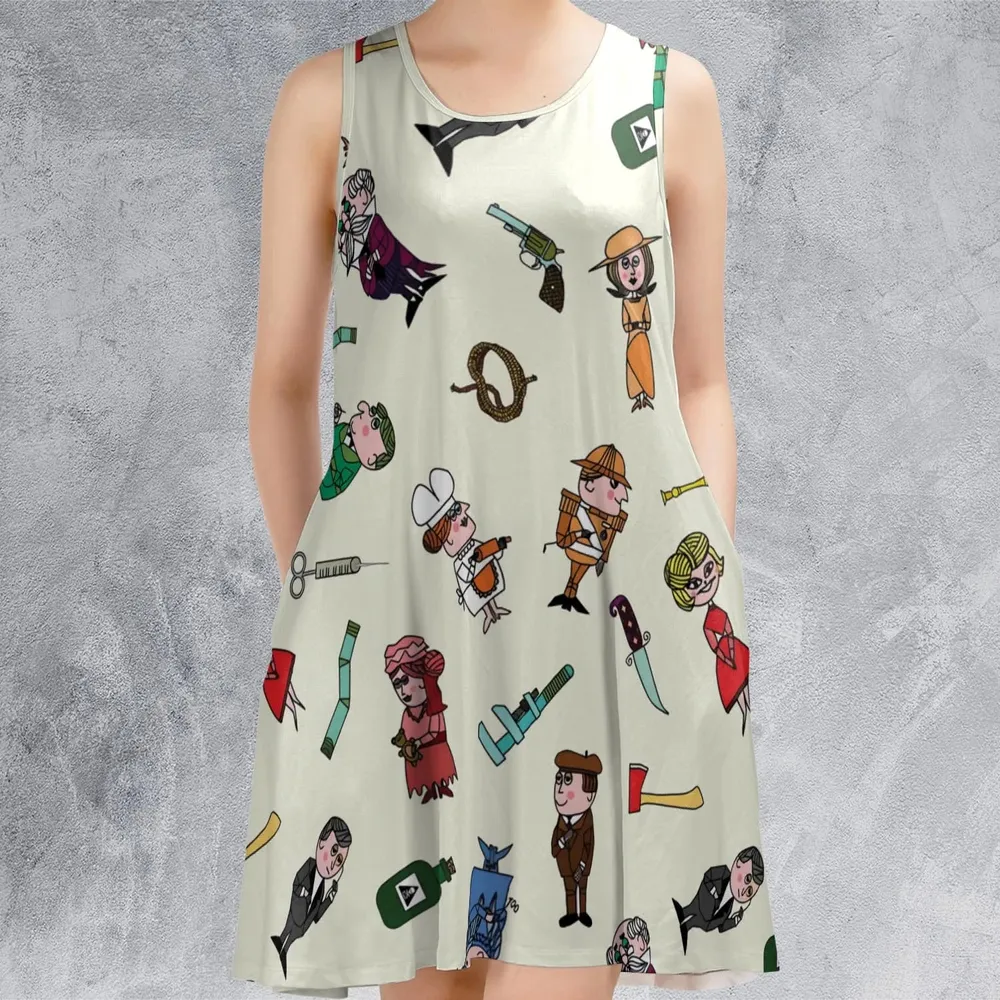 Clue Board Game Characters Sleeveless Dress - 2