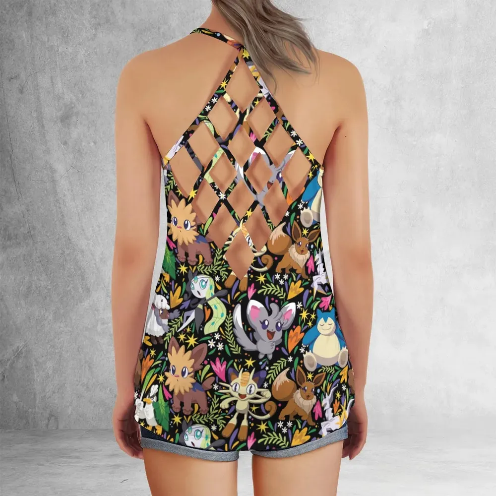 Exotic Tropical Pokemon Criss Cross Tank Top - 3