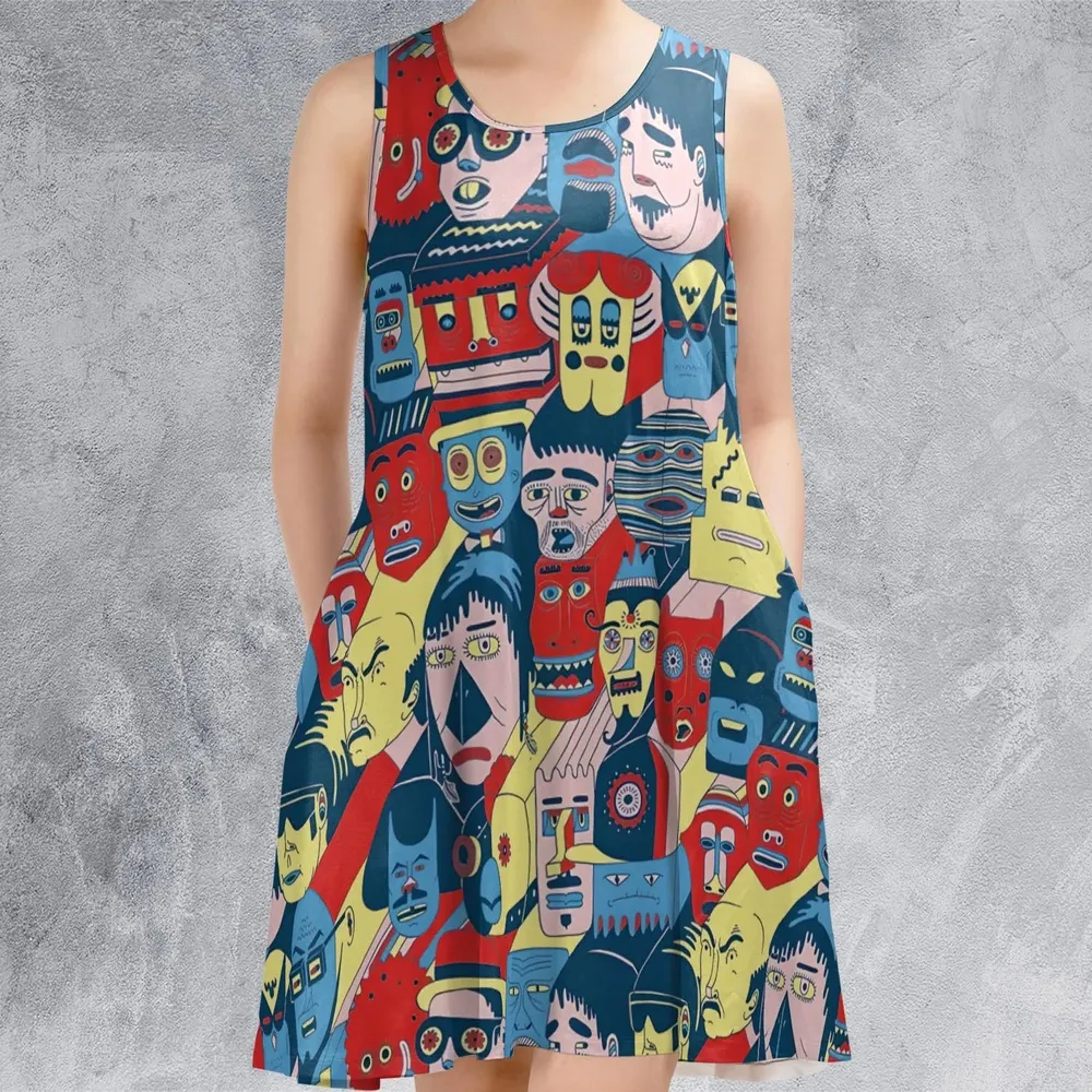 Trash Monsters Adult Swim Sleeveless Dress - 2
