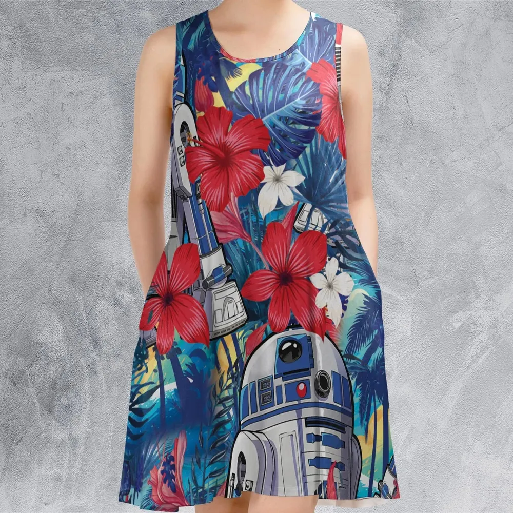 Summer Vacation R2 D2 Tropical Sleeveless Dress - 2