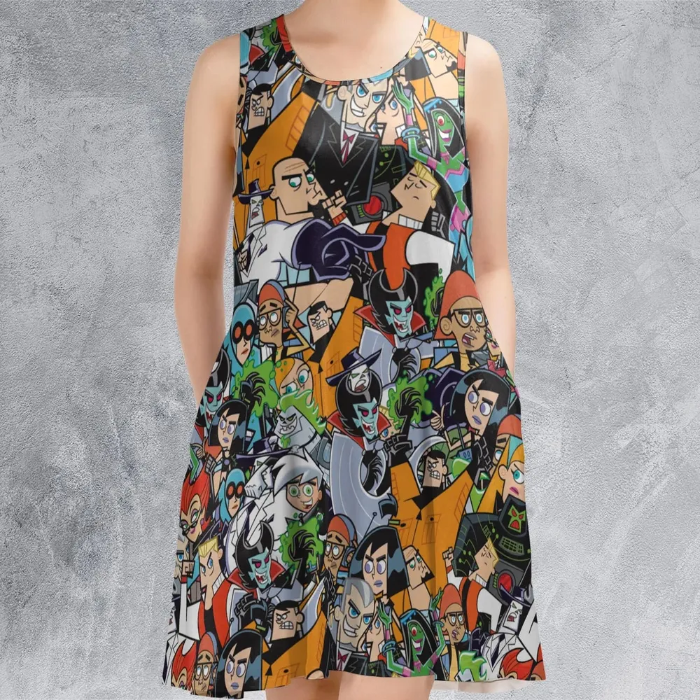 Danny Phantom Characters Collage Sleeveless Dress - 2