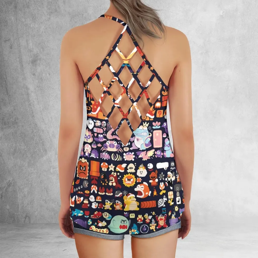 Mario Colors Super Mario Criss Cross Tank Top - 3