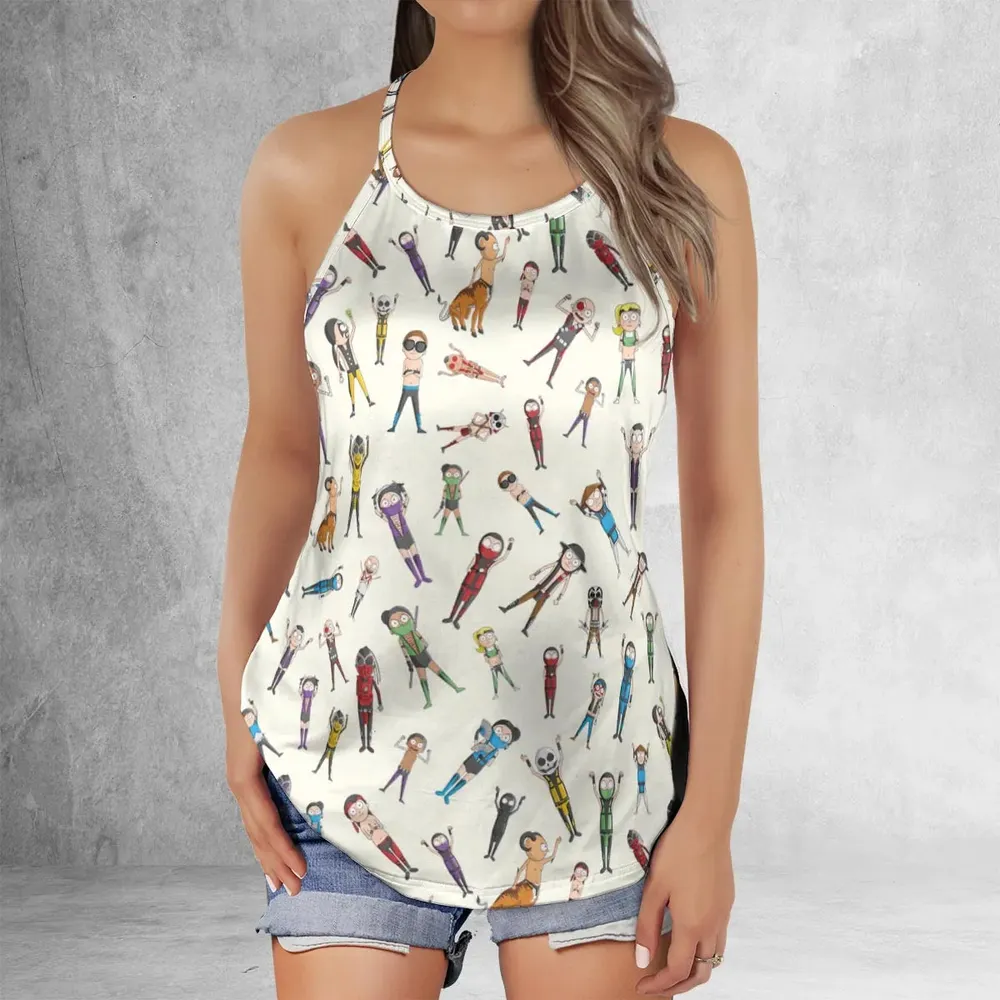 Morty Kombat Morty and Mortal Kombat Mashup Criss Cross Tank Top - 2
