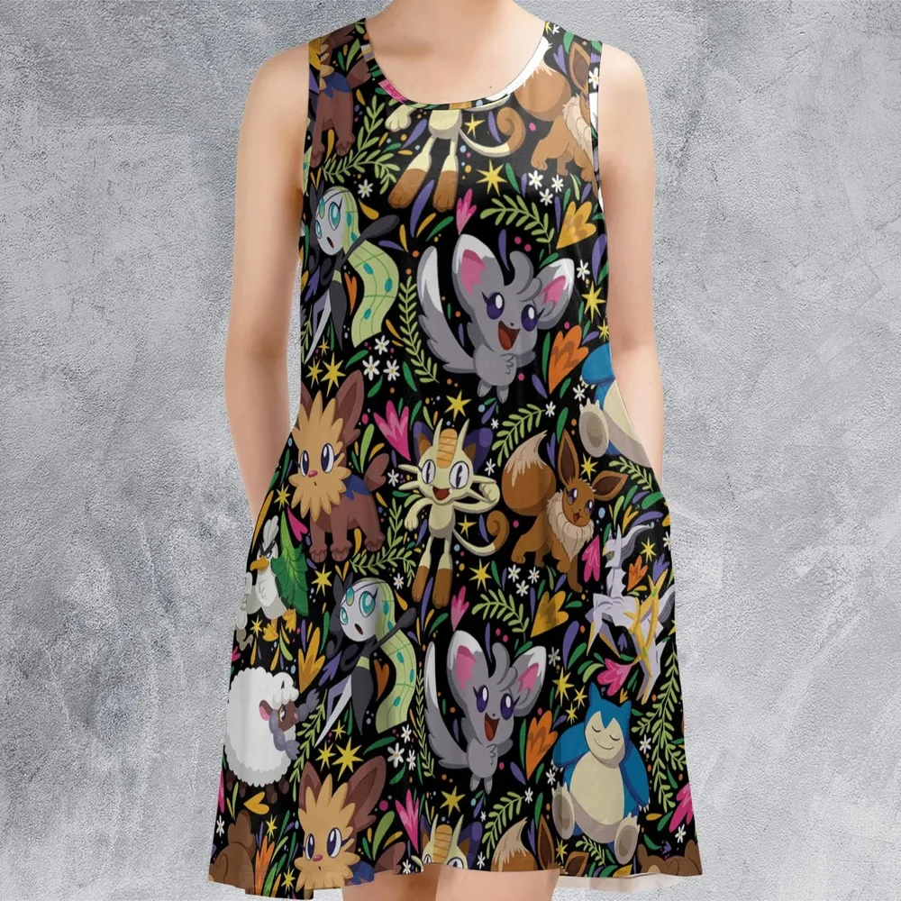 Exotic Tropical Pokemon Sleeveless Dress - 2
