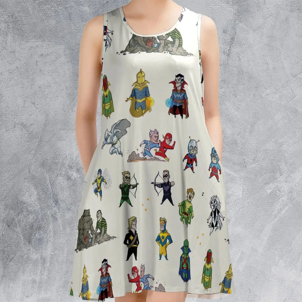 Chillin' and Battle Marvel vs DCU Sleeveless Dress - 2