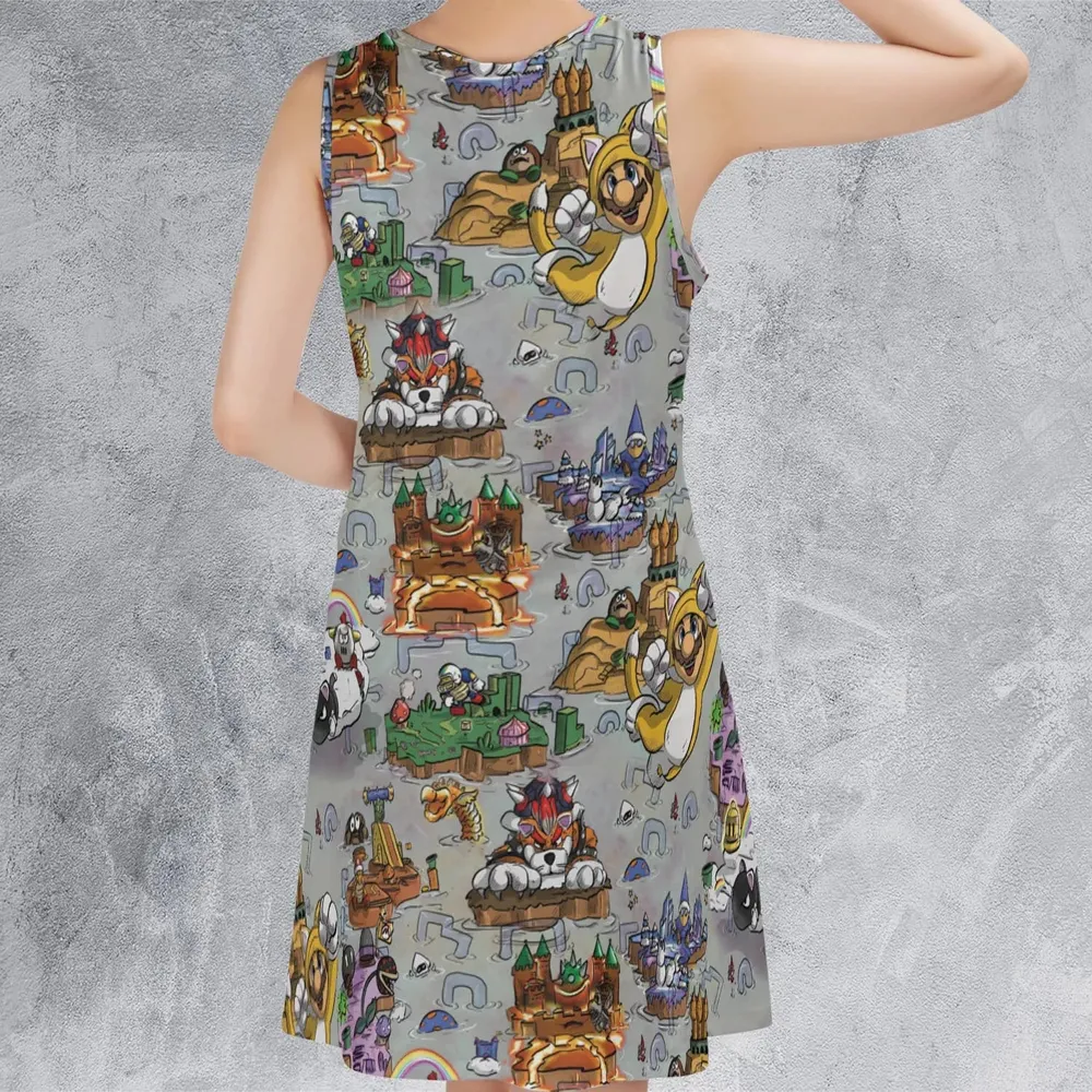 Mushroom World Super Mario Worlds Sleeveless Dress - 3