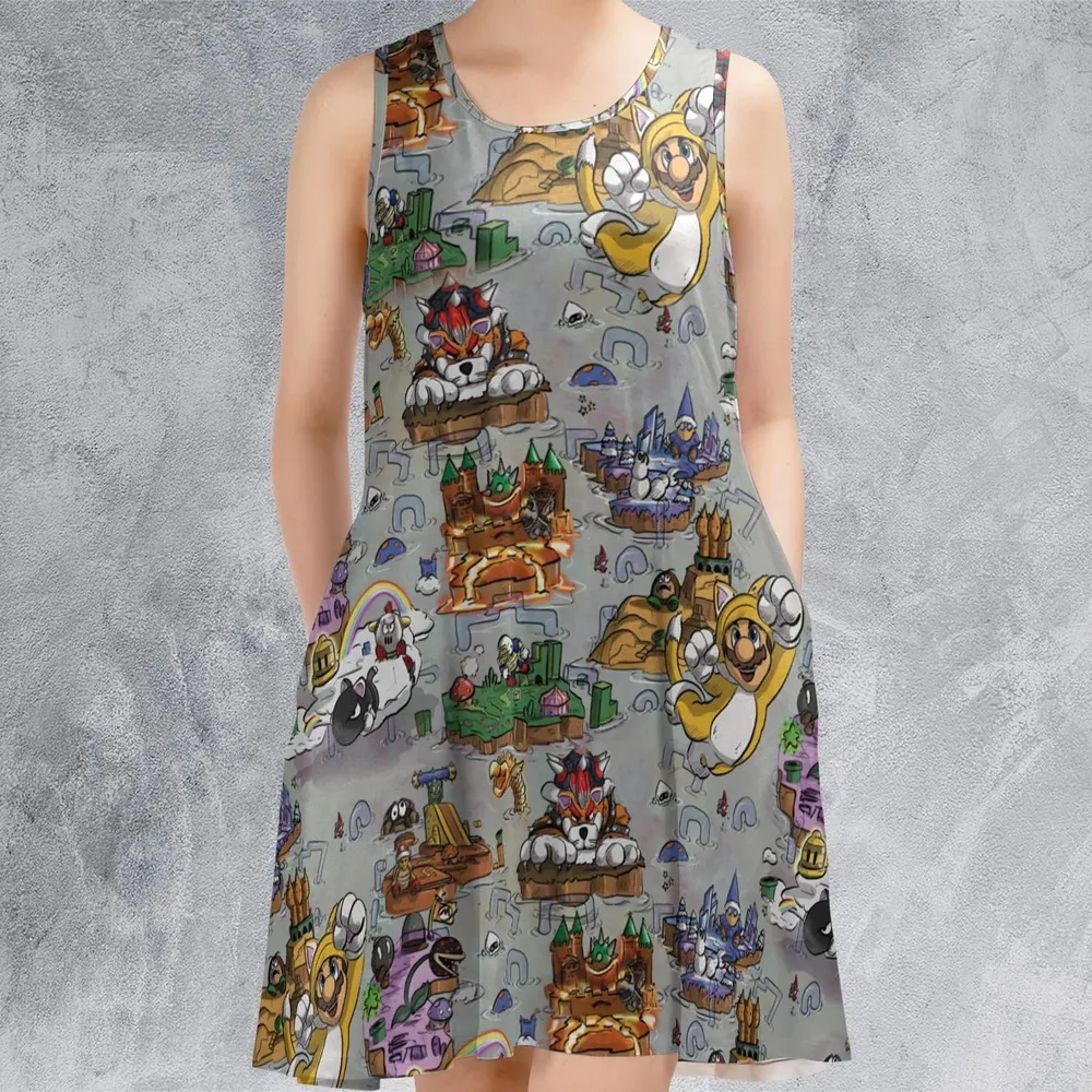 Mushroom World Super Mario Worlds Sleeveless Dress - 2