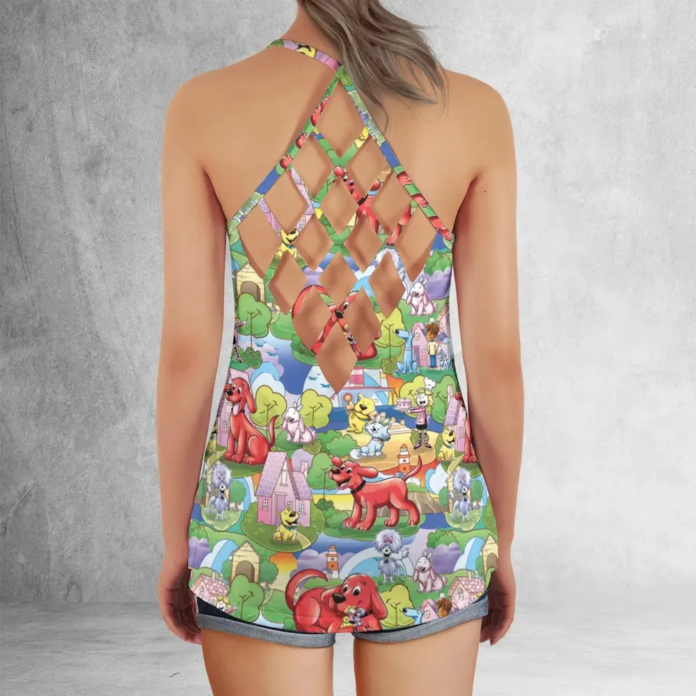Clifford The Big Red Dog Seamless Criss Cross Tank Top - 3