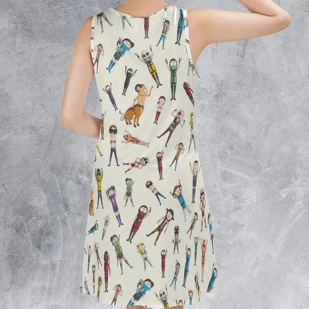 Morty Kombat Morty and Mortal Kombat Mashup Sleeveless Dress - 3