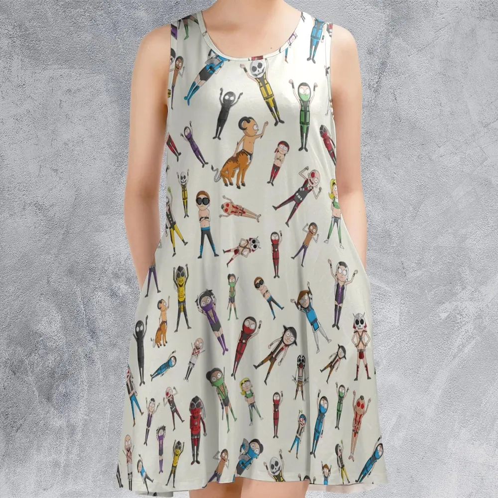 Morty Kombat Morty and Mortal Kombat Mashup Sleeveless Dress - 2