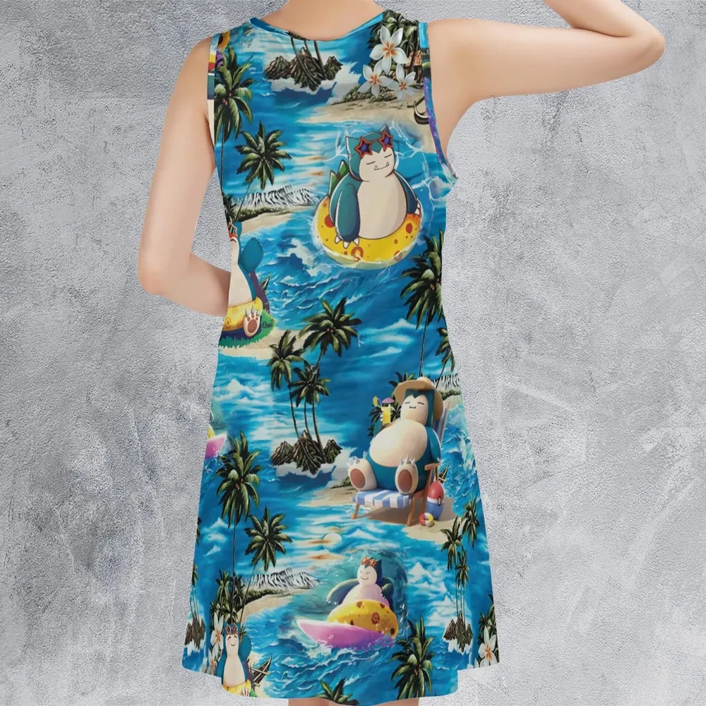 Snorlax Surfing Summer Vibes Sleeveless Dress - 3
