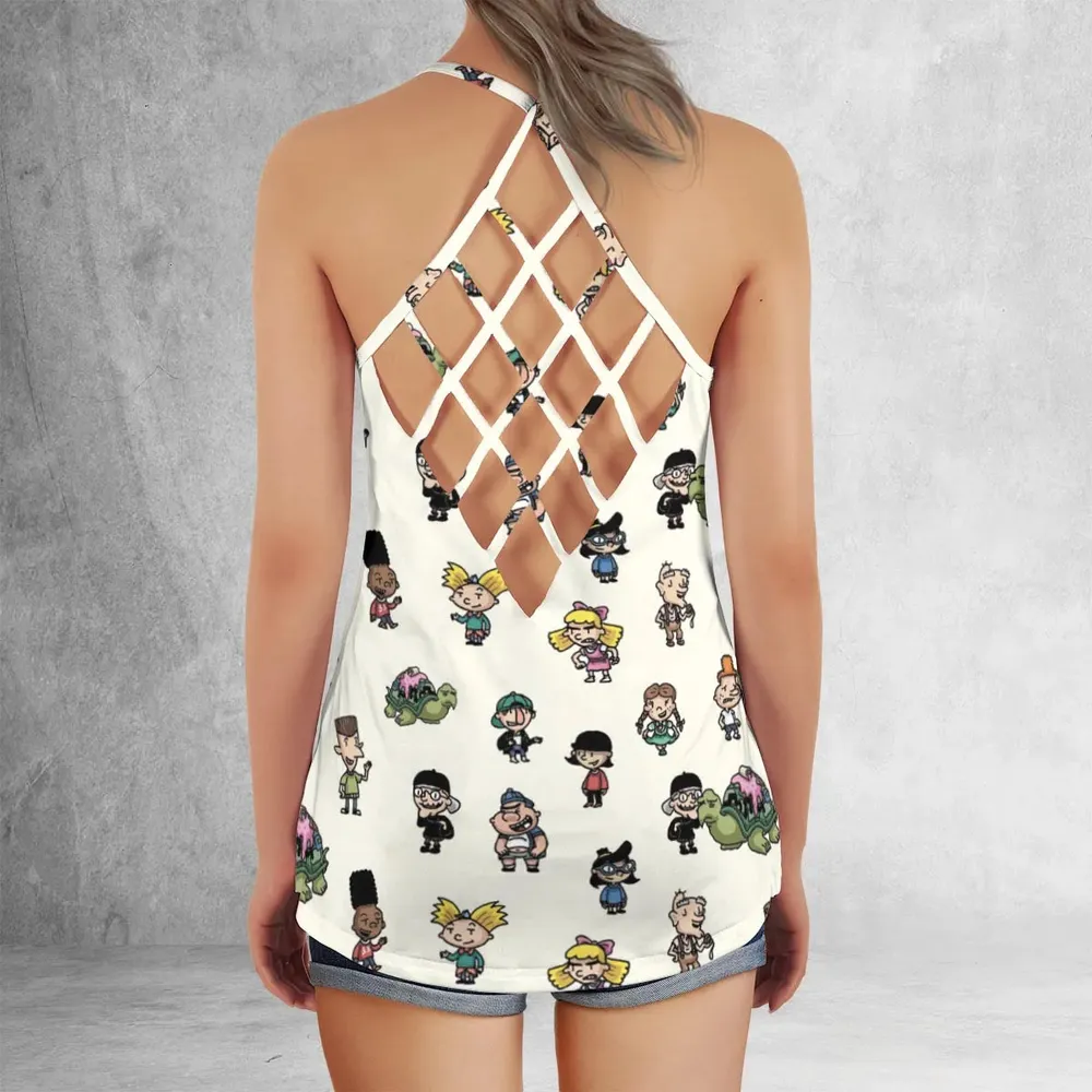 Hey Arnold Characters Criss Cross Tank Top - 3