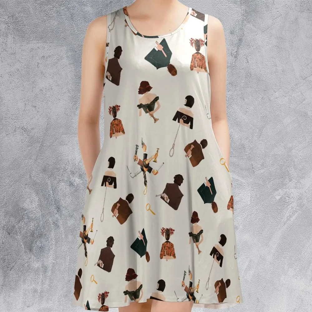 Clue The Movie Characters Pattern Sleeveless Dress - 2