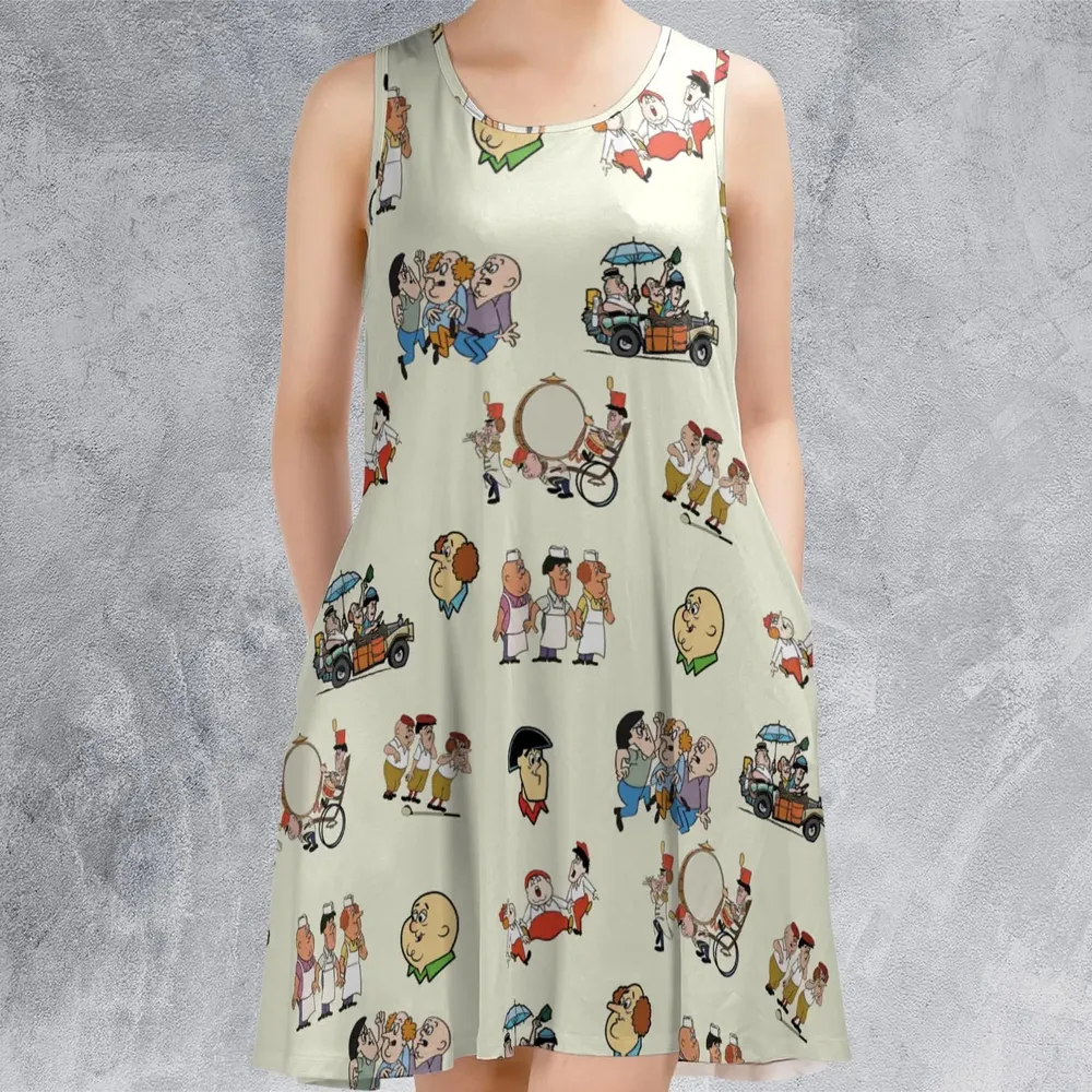 Three Stooges Cartoon 1965 Sleeveless Dress - 2