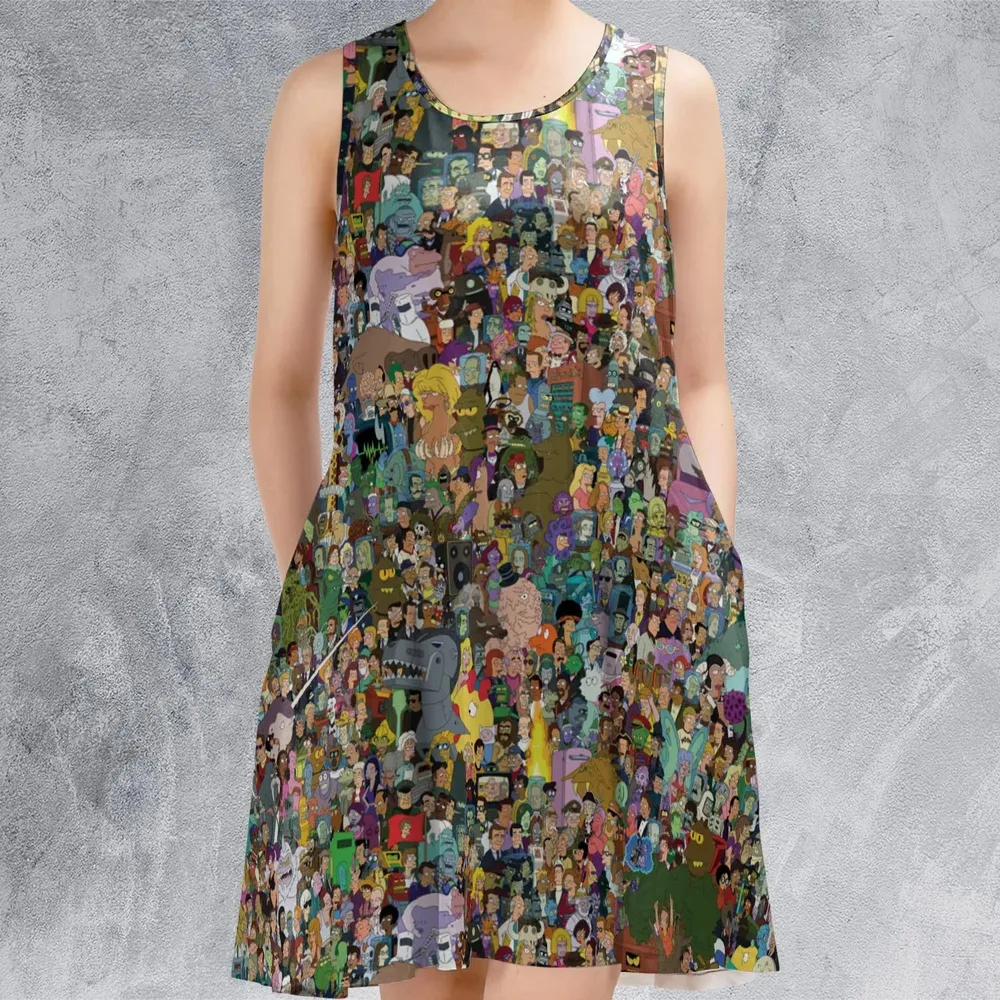Futurama Characters Sleeveless Dress - 2