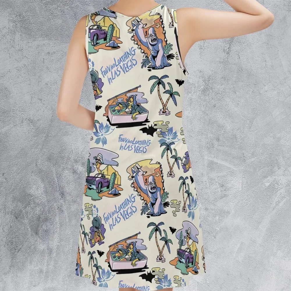 Vacation Fear and Loathing In Las Vegas Pattern Sleeveless Dress - 3