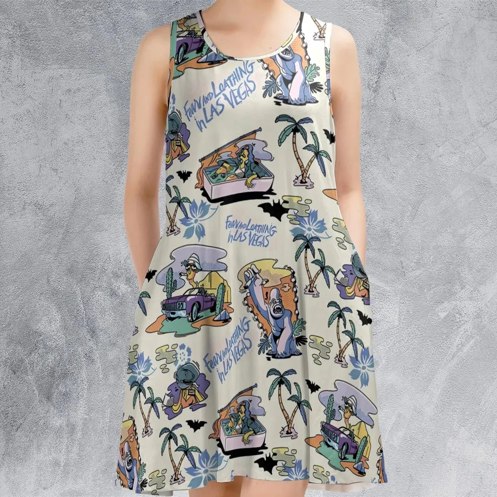 Vacation Fear and Loathing In Las Vegas Pattern Sleeveless Dress - 2