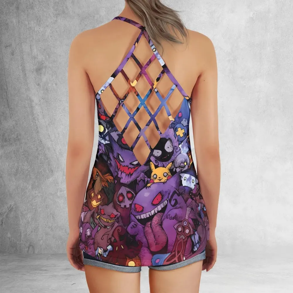 Scaries Poison Pokemon Criss Cross Tank Top - 3