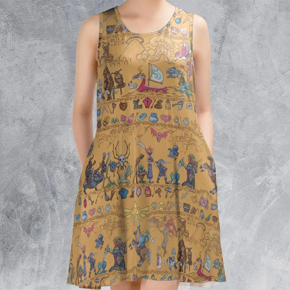 Link's Journey Tapestry The Legend Of Zelda Sleeveless Dress - 2