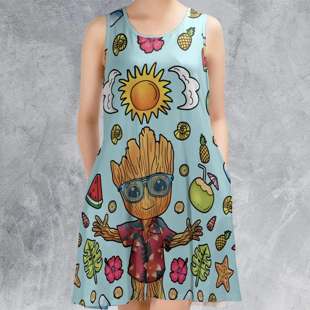 Summer Galaxy Groot Sleeveless Dress - 2