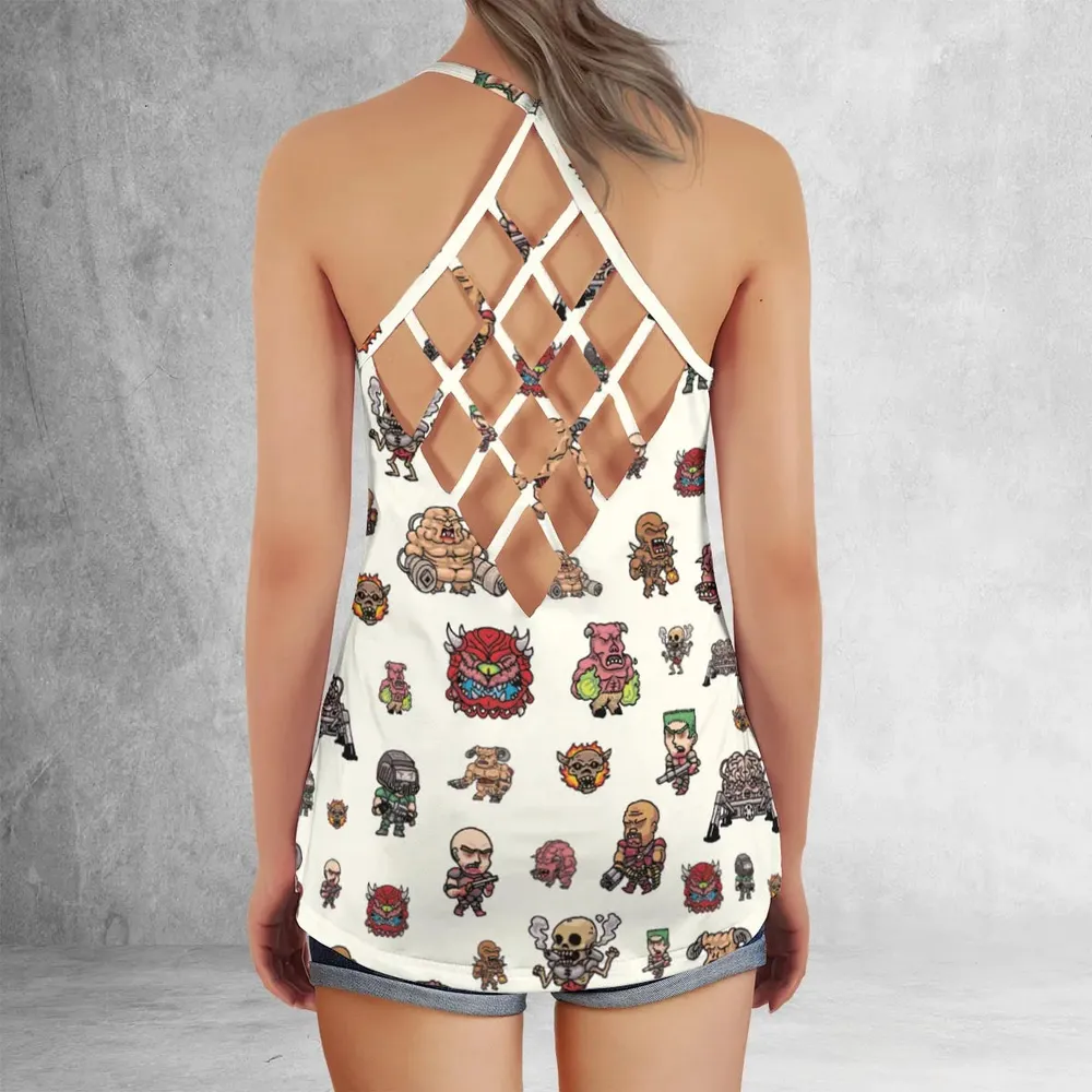 Doom Chibi Characters Criss Cross Tank Top - 3