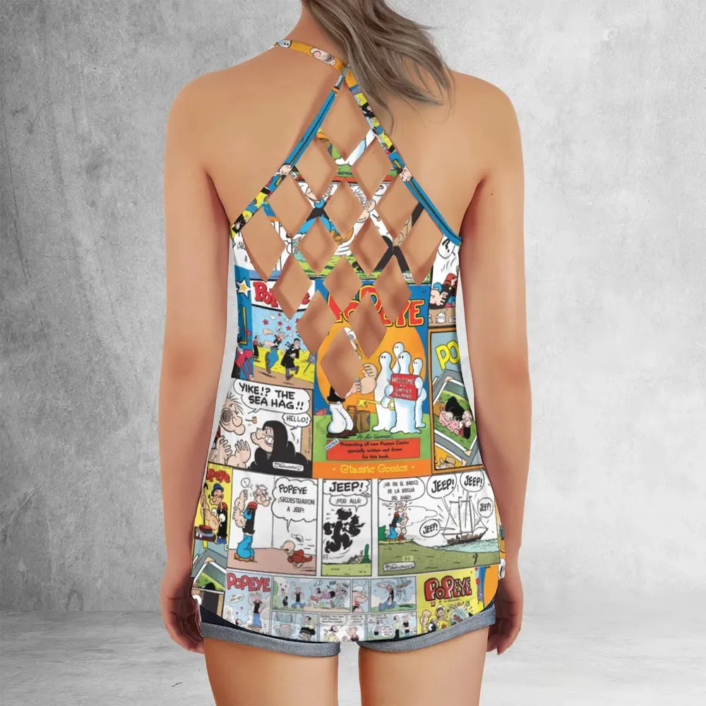 Olive Oyl Popeye Comic Criss Cross Tank Top - 3