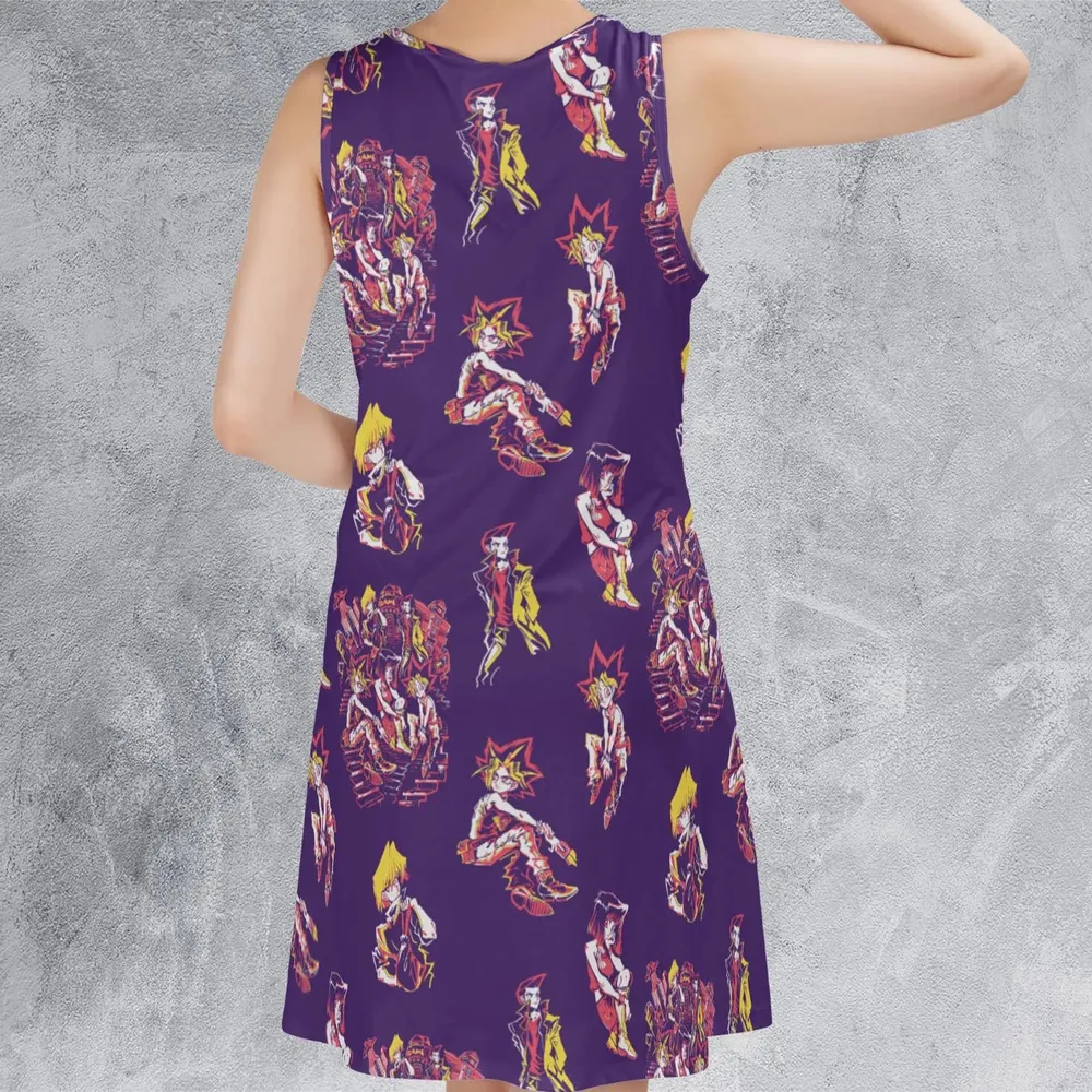 Yu Gi Oh Characters Patterns Sleeveless Dress - 3