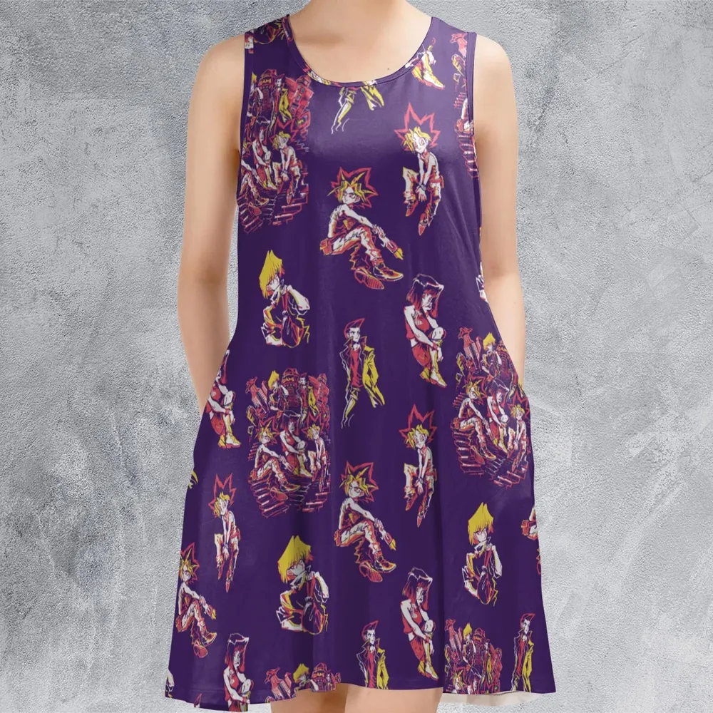 Yu Gi Oh Characters Patterns Sleeveless Dress - 2