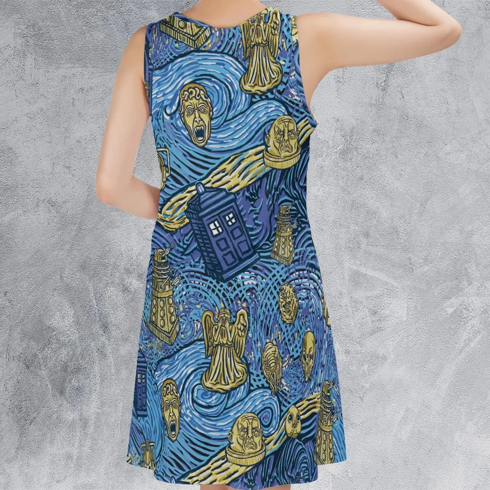Starry Night Tardis Doctor Who Sleeveless Dress - 3