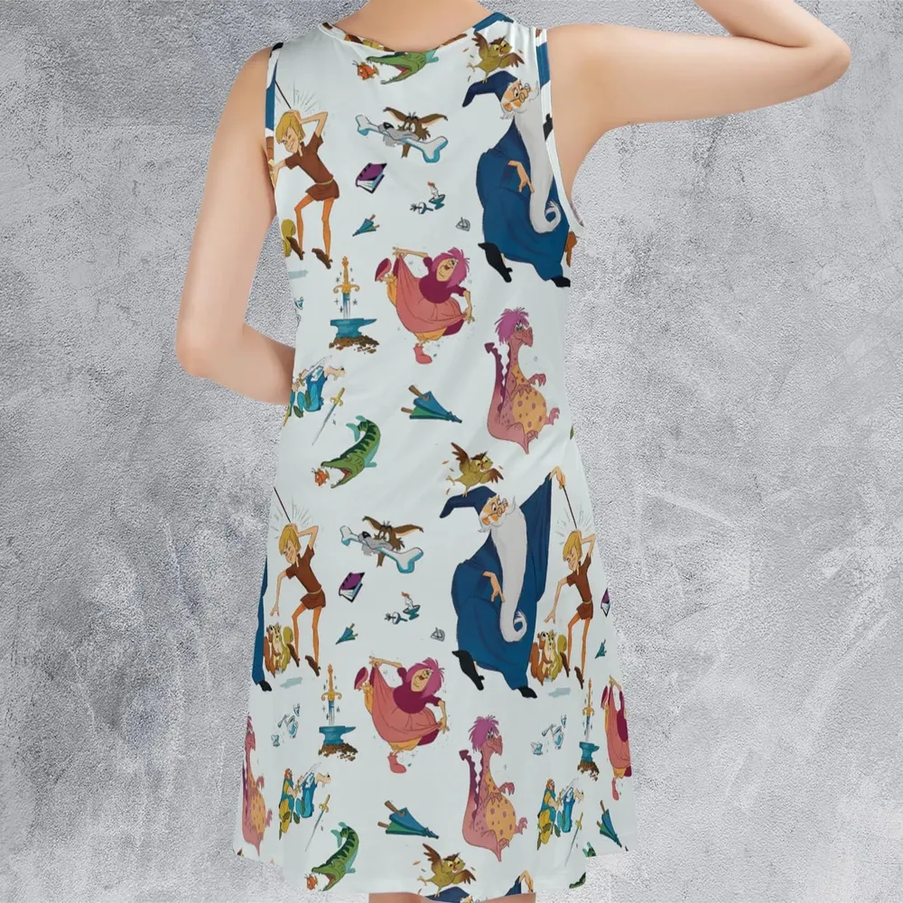 Sword in the Stone Pattern Sleeveless Dress - 3