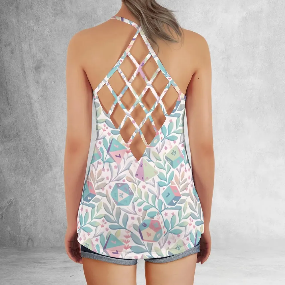 Dice Flower Soft DnD Criss Cross Tank Top - 3
