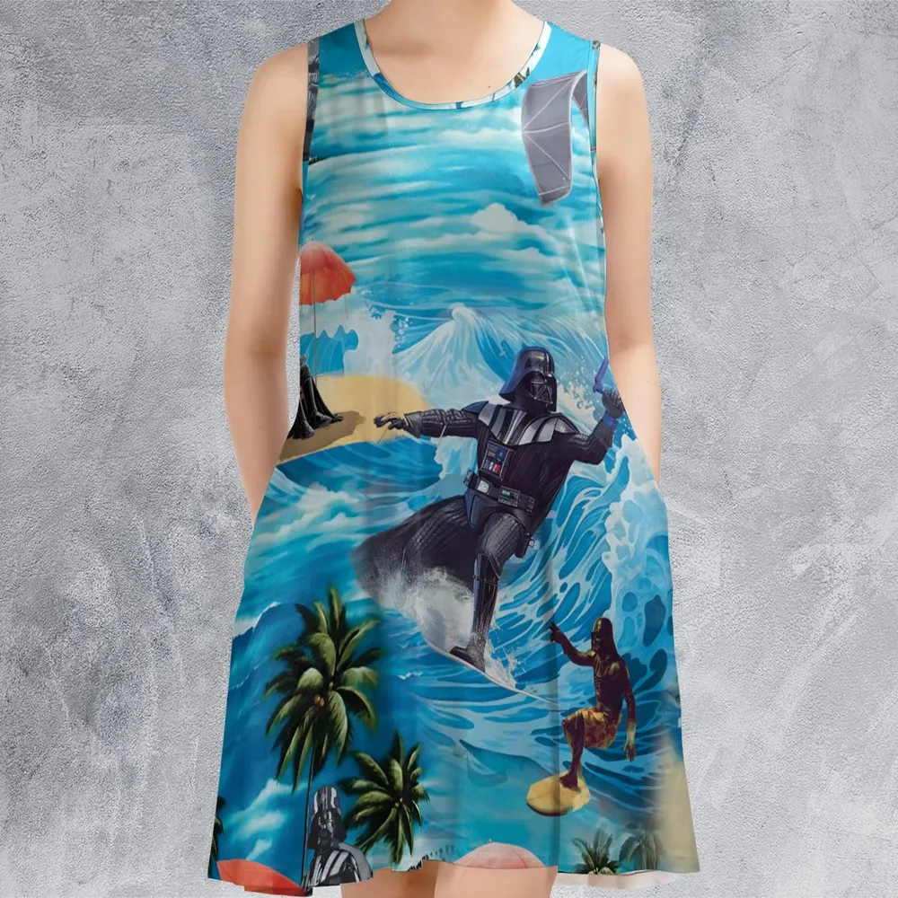Darth Vader Surfing Sleeveless Dress - 2