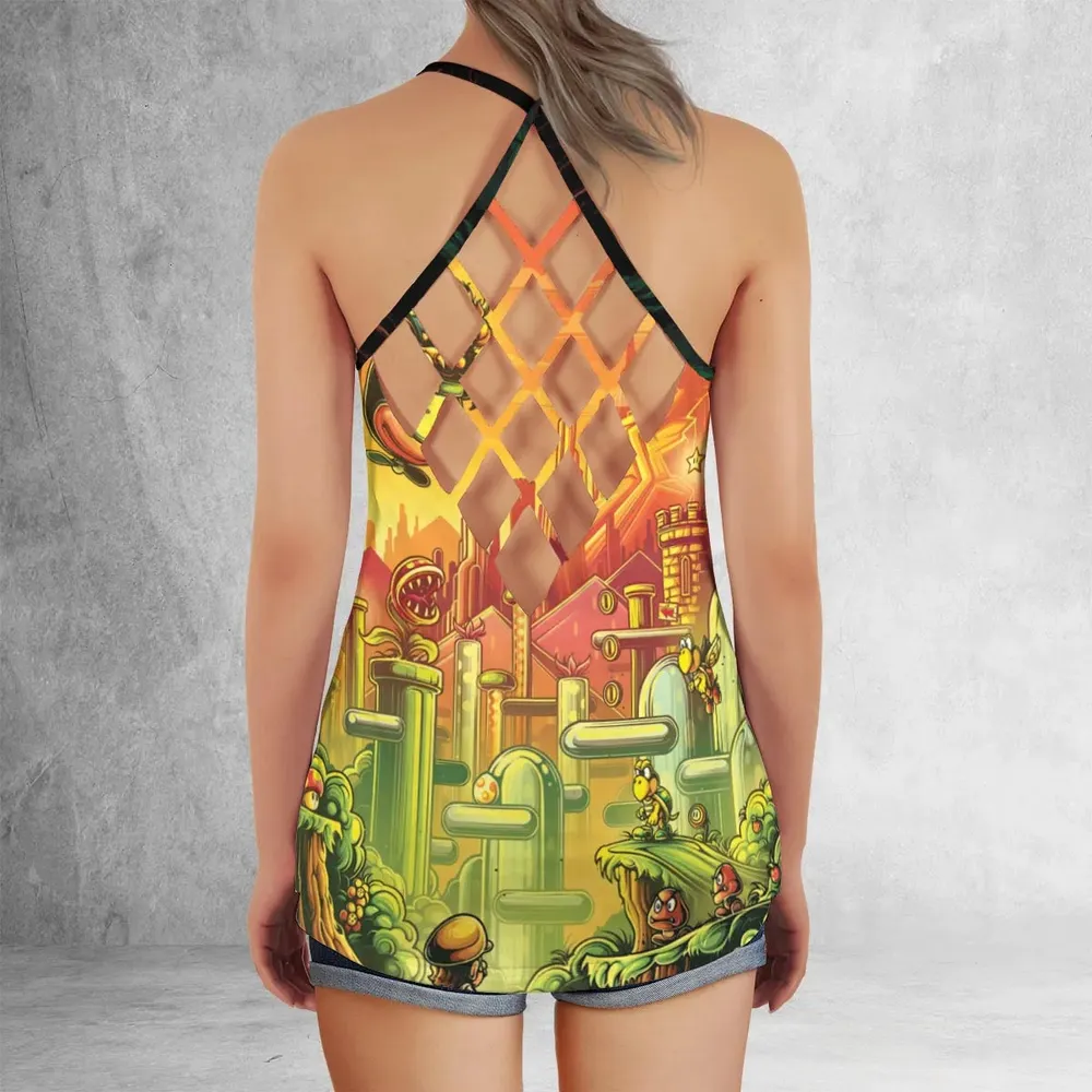 Plumber Kingdom Super Mario Criss Cross Tank Top - 3