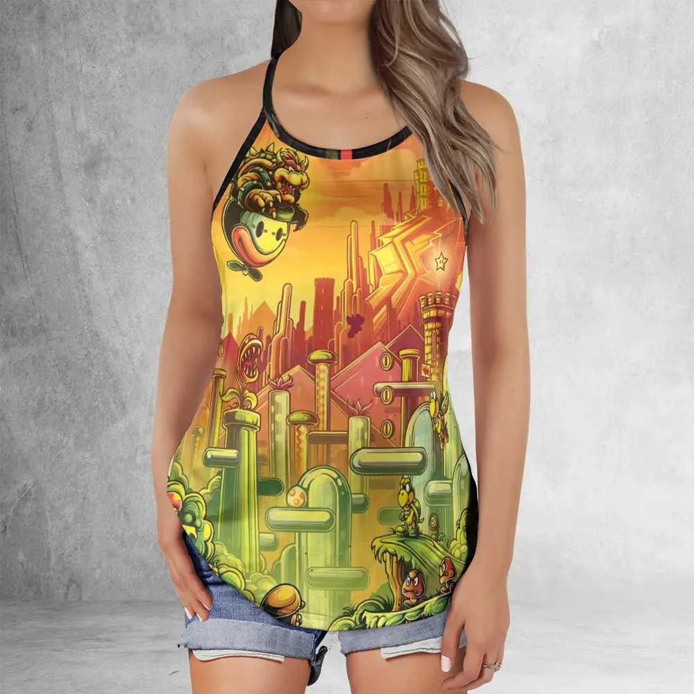 Plumber Kingdom Super Mario Criss Cross Tank Top - 2