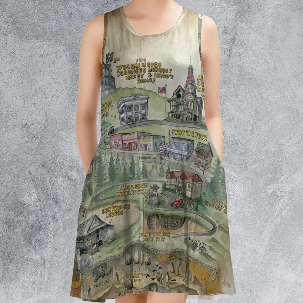 The Goonies Adventure Map Sleeveless Dress - 2