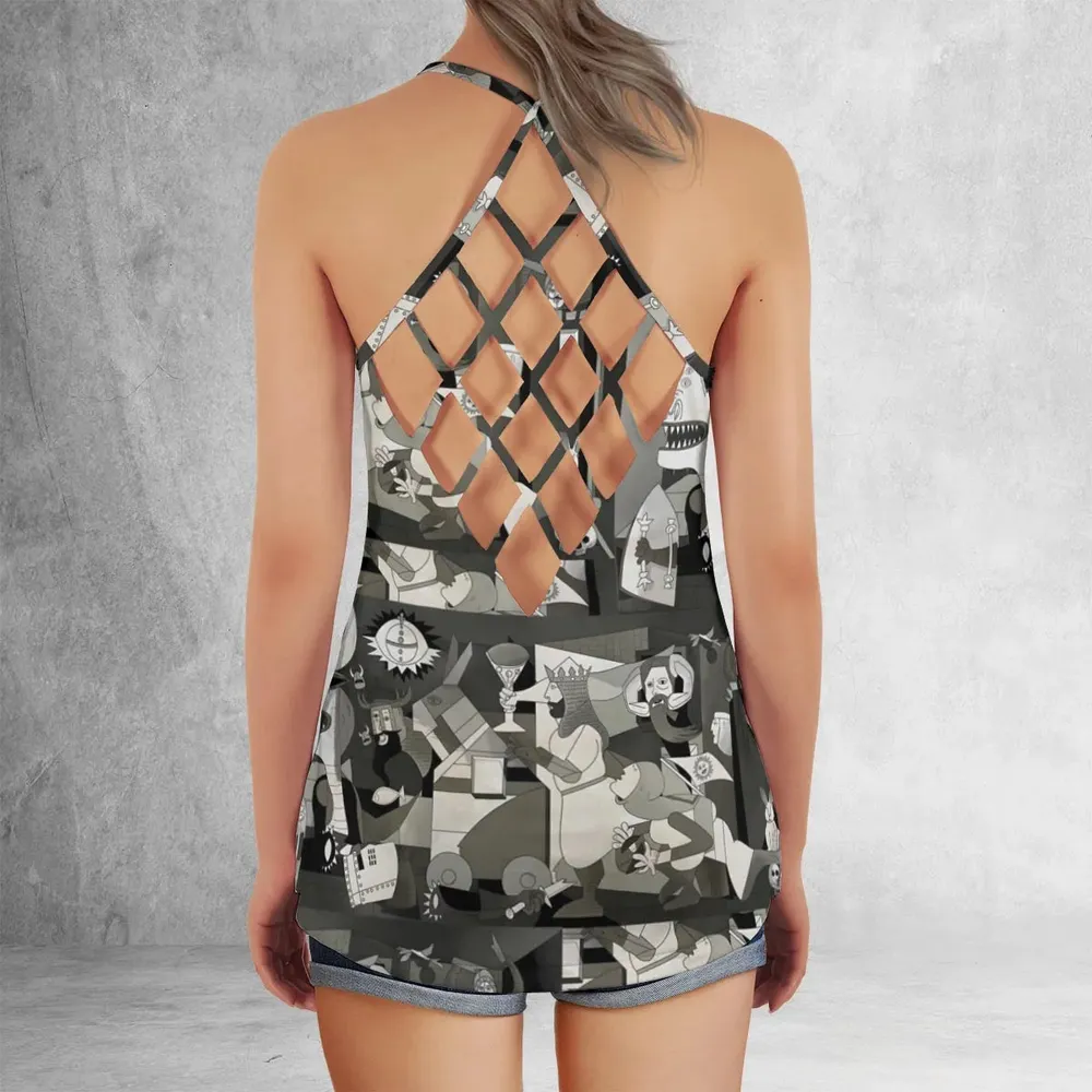 Monty Picasso Style Art Criss Cross Tank Top - 3