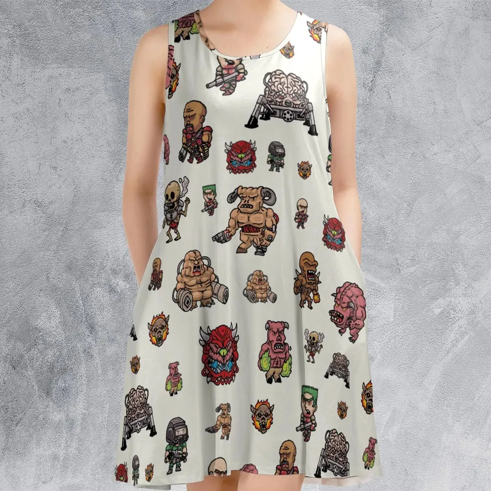 Doom Chibi Characters Sleeveless Dress - 2