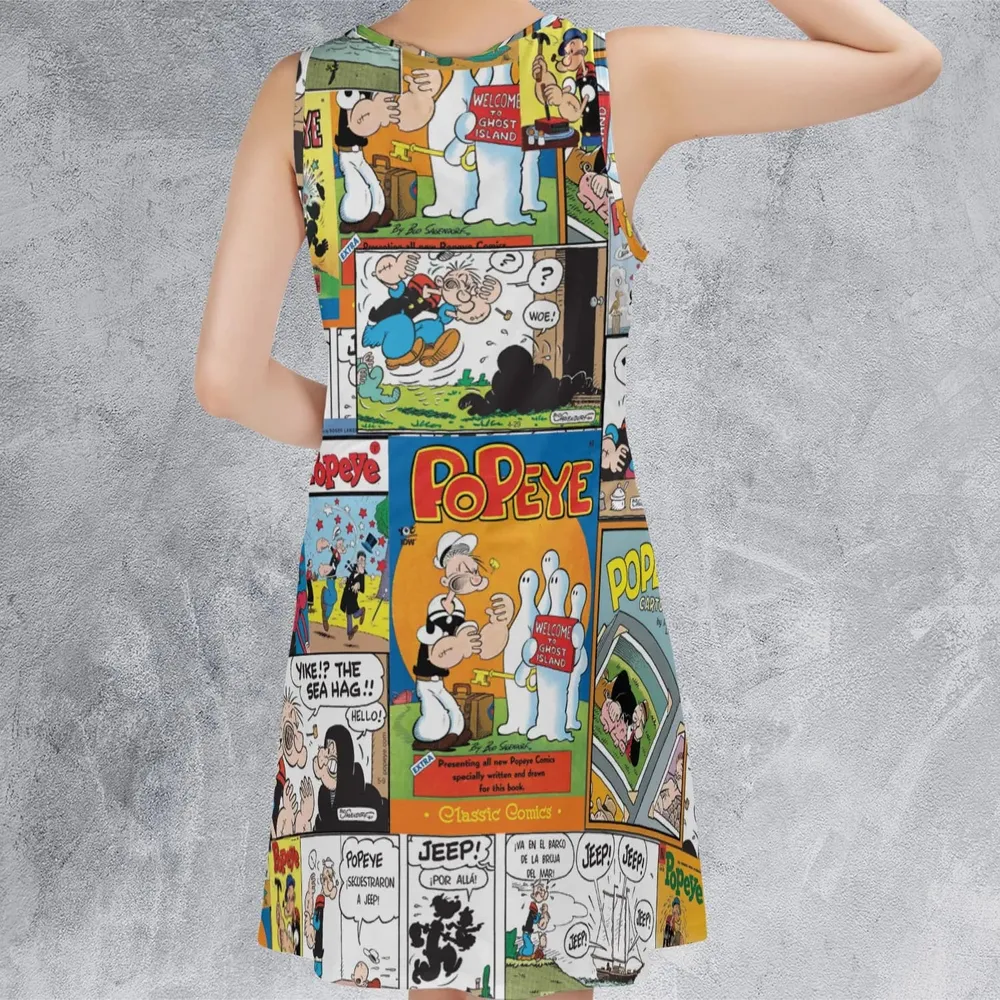 Olive Oyl Popeye Comic Sleeveless Dress - 3