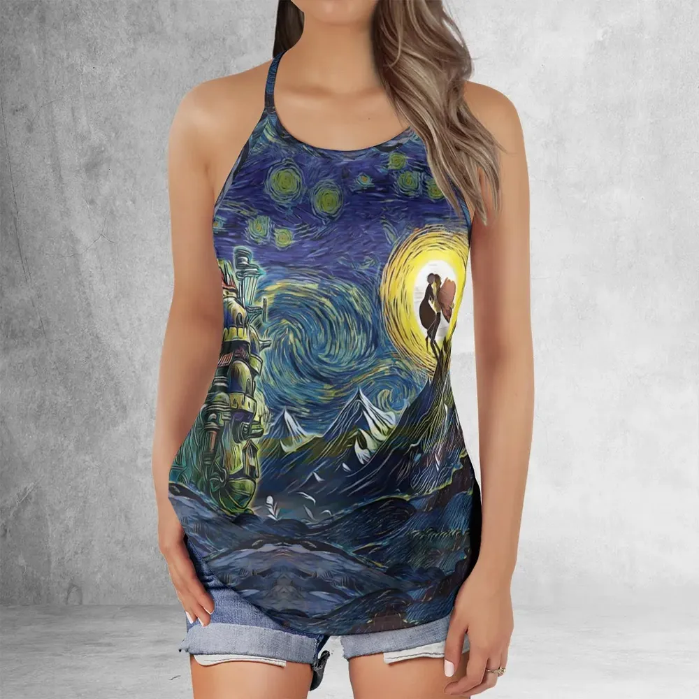 Howl’s Moving Castle Starry Night Criss Cross Tank Top - 2