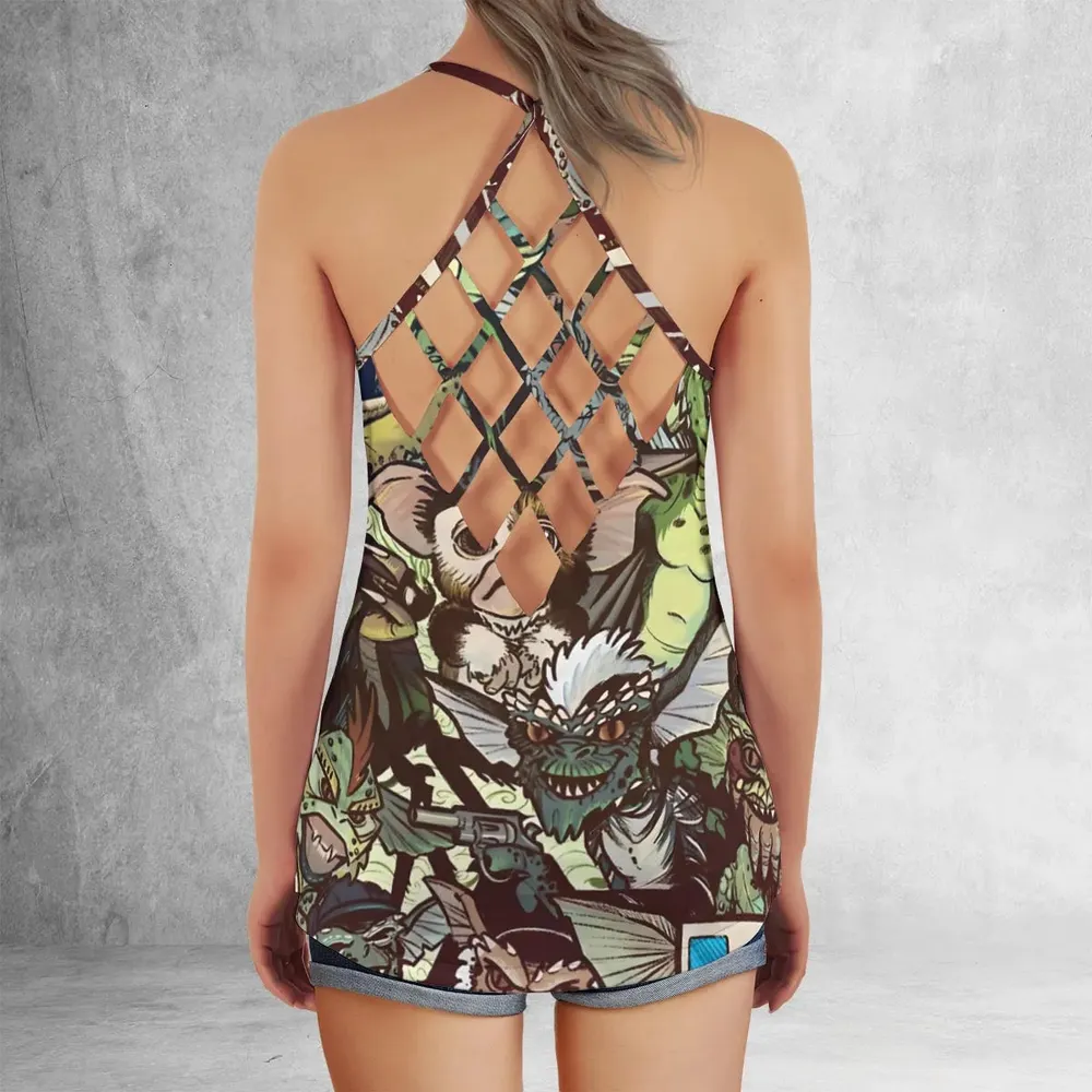 Tropical Gremlins Criss Cross Tank Top - 3