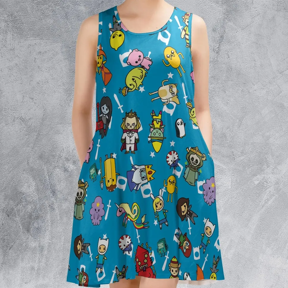 Adventure Time Characters Doodle Sleeveless Dress - 2