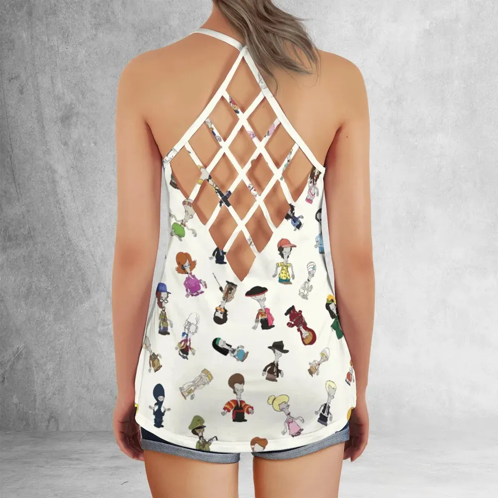 Roger persona Pop culture American Dad Criss Cross Tank Top - 3