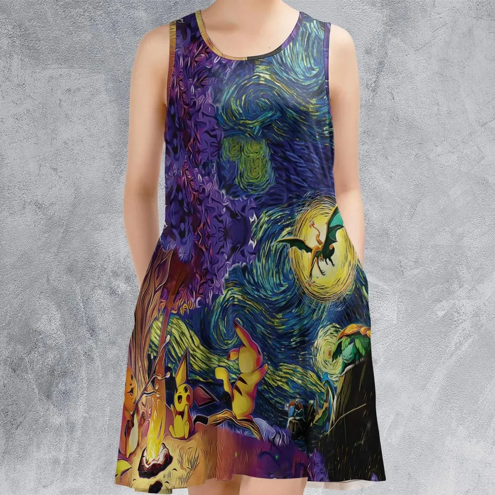 Pokemon Starry Night Campfire Sleeveless Dress - 2